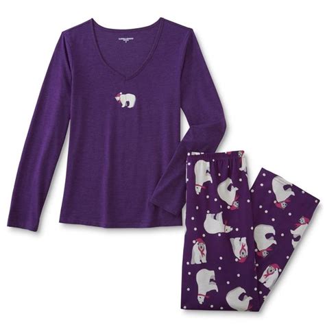 Laura Scott Womens Pajama Top And Pants Polar Bears