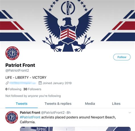 Neo Nazi Group ‘patriot Front Has Created A New Twitter Page Hours