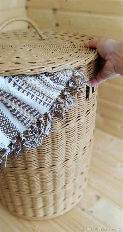 Корзина для белья плетеная с крышкой Корзина для ванной для хранения в ...