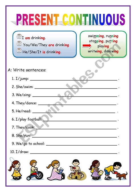 Present Continuous Am Is Are Worksheets