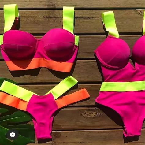 Patchwork Push Up Bikini Color Block Swimsuit For Women Sexy Brazilian Bathing Suit For Summer