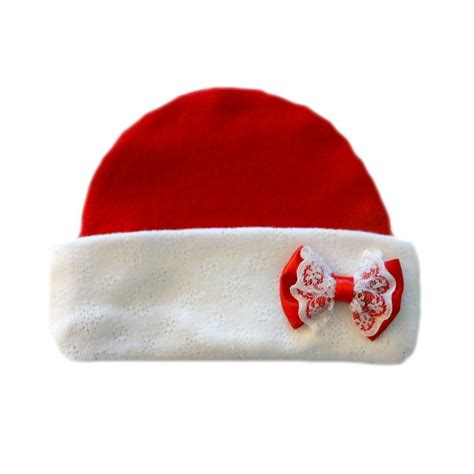 Baby Girls Red Hat With Lace Bow Preemie Pride