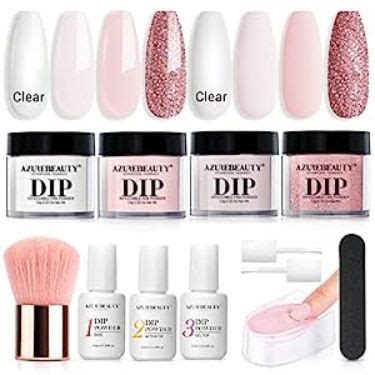 AZUREBEAUTY Dip Powder Nail Kit Starter Nude Pink Glitter Neutral Skin Transparent 4 Colors