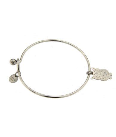 Bracciale Rigido Con Pendente Gufo In Acciaio Inox