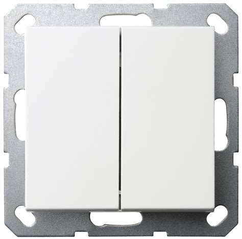 Выключатель двухклавишный проходной 10A 250V~ с накладкой, цвет белый ...