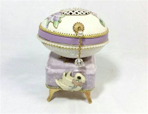 Vintage Swan Egg Musical Jewelry Boxgoose Egg Jewelry Box Etsy