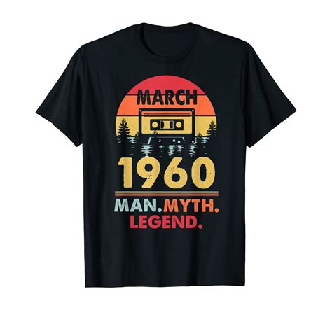 Retro 60 Years Old Man Myth Legend 1960 March Birthday T Shirt Unisex Tshirt