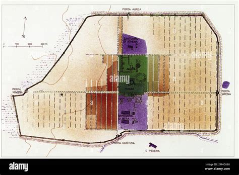 Map Of Poseidonia Paestum Stock Photo Alamy