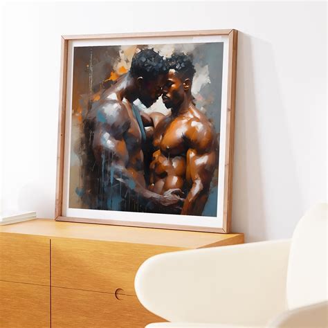 Male Gay Couple Digital Art Ai Generated Realistic Art Oil Etsy
