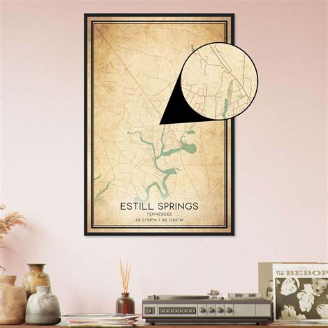 Vintage Estill Springs Tennessee Map Poster, Estill Springs TN City