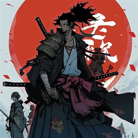 Premium AI Image | anime character with sword and samurai standing in ...