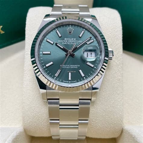 Rolex 2022 Datejust 36mm Fluted Bezel 126234 Mint Green Dial For