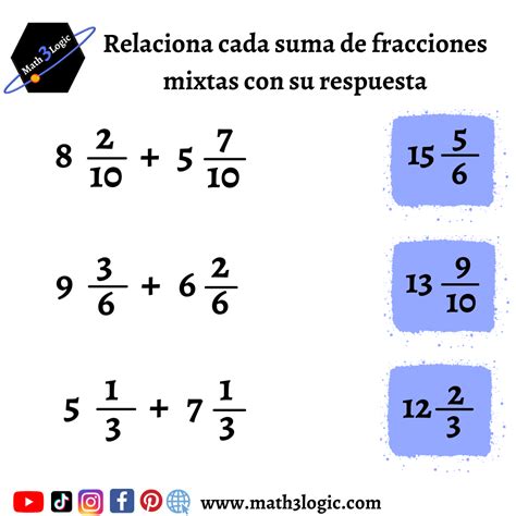 Suma Y Resta De Fracciones Igual Denominador Math Logic