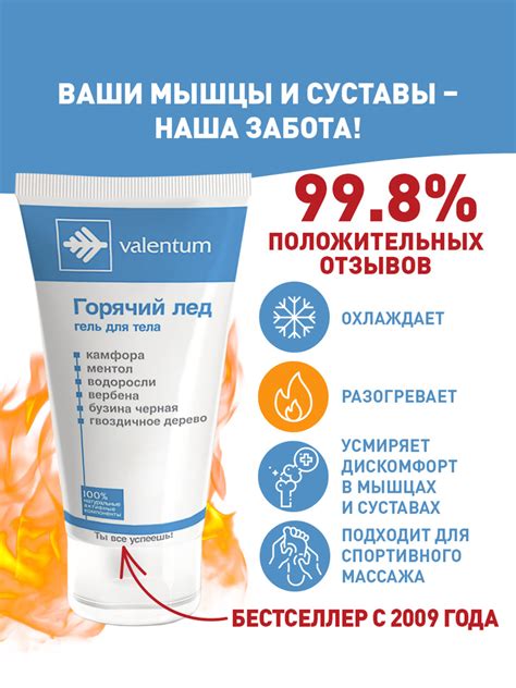 Охлаждающий и разогревающий гель для тела Горячий лед VALENTUM ...