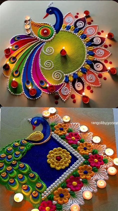 peacock rangoli designs  diwali rangoli rangoli