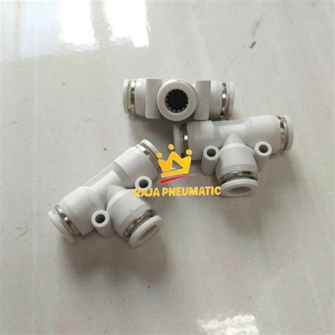 Jual FITTING NEPEL ANGIN WARNA PUTIH MODEL T BUAT SELANG 12MM SEMUA