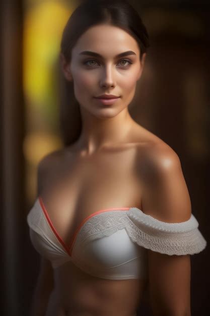 Premium AI Image A Beautiful Brunette Wearing Lingerie At A Studio Photo Shoot Generative AI