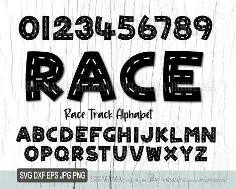 race track alphabet svgroad numberslettersroad bundlebirthdaycar