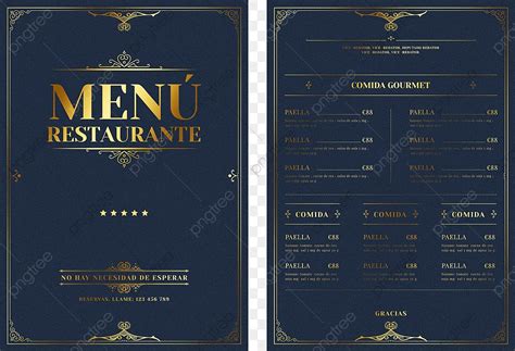 Gambar Makanan Restoran Barat Menu Mewah Retro Biru Bronzing Templat