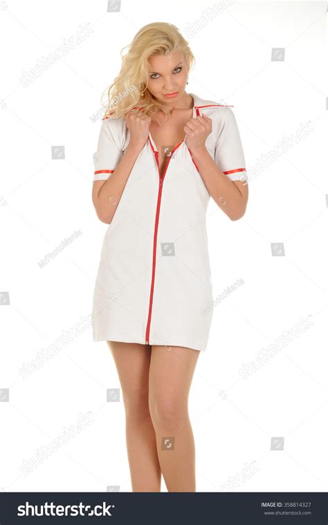 Beautiful Blonde Nurse Wearing White Dress Stock Photo 358814327 Shutterstock