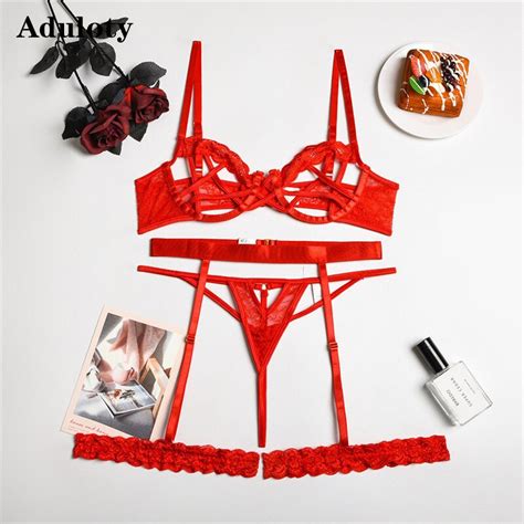 Uaang New Sexy Perspective Stitching Garters Lingerie Set Underwire Gathering Hollow Bra