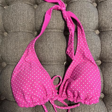 Y2k Pink And White Polka Dot Bikini Top Polkadotbikini Depop