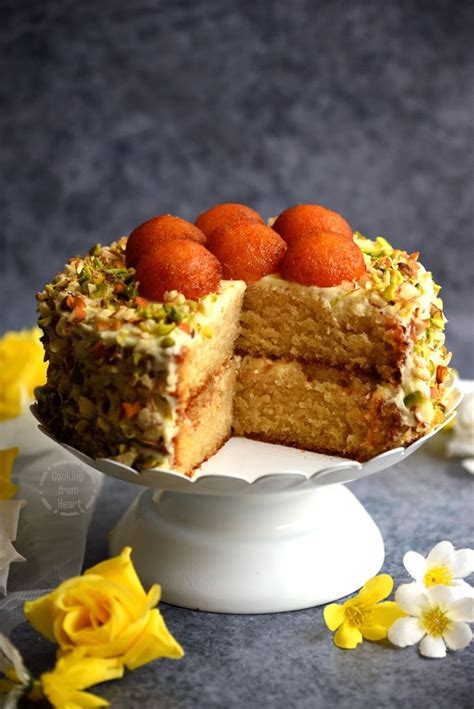 eggless gulab jamun cake cooking  heart