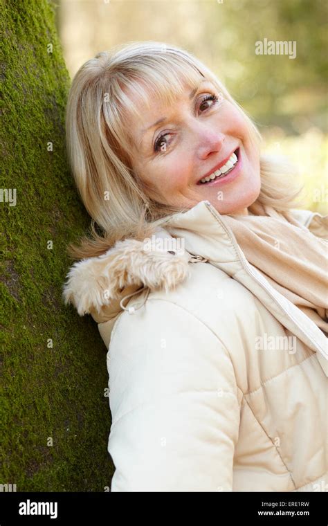 Portrait Mature Woman Outdoors Stock Photo Alamy