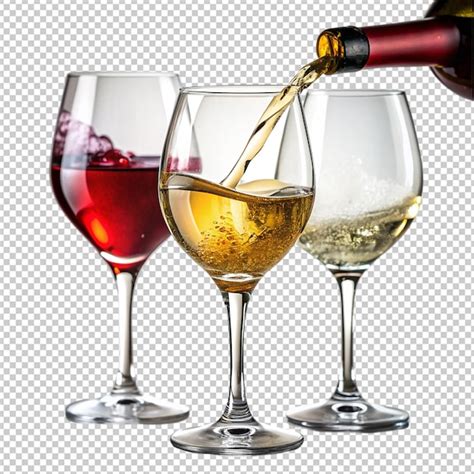 Vinho Vermelho E Branco Derramado De Uma Garrafa Em Fundo Transparente