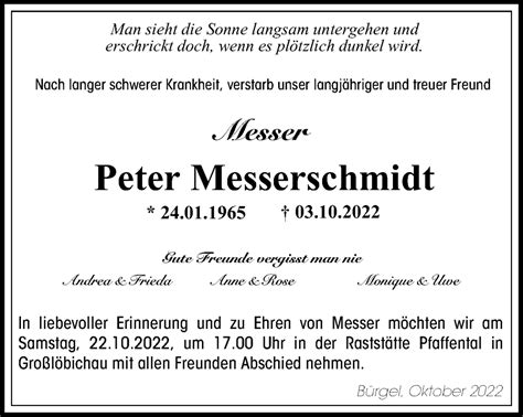 Traueranzeigen Von Peter Messerschmidt Trauer In Thueringen De