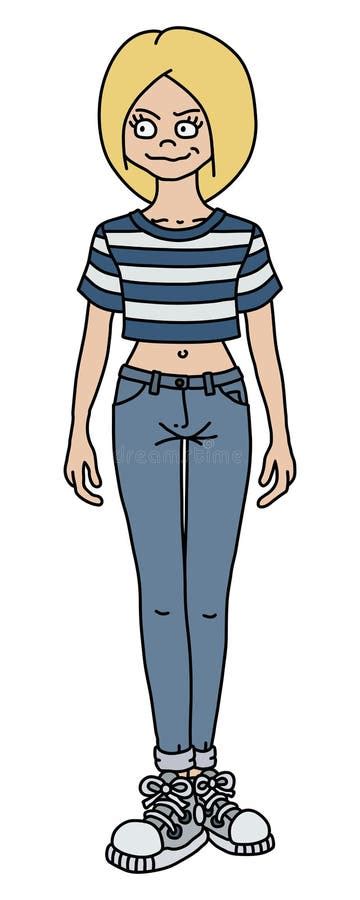 Dr Le De Fille Blonde Avec Le Personnage De Dessin Anim D Sordonn De Cheveux Illustration