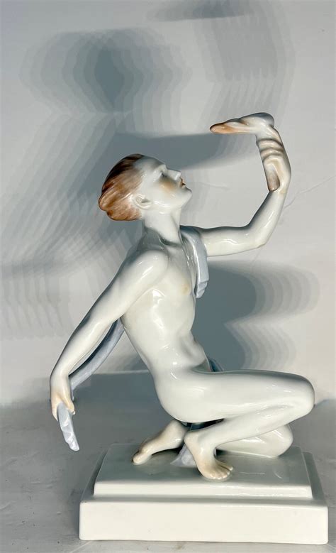 Art Deco Period Herend Porcelain Figure Nude Male Olympic Torch Tertia Jozsef Gondos Hungary Etsy