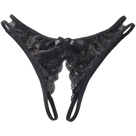 Women S Panties Intimate Open Crotch Sexy Lingerie Transparent G Strings Thongs Solid Bowknot