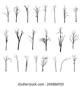 Set Black Branch Tree Naked Trees Stock Vector Royalty Free Shutterstock