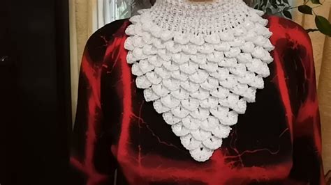 Манишка-бактус- шарф- воротник. Крючок. Крокодиловая кожа. - YouTube