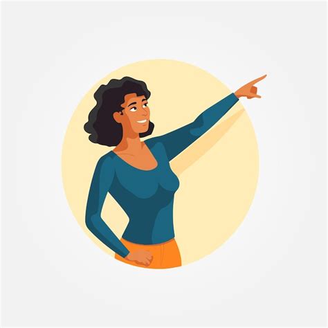 Mulher Bonita Apontando Para Algo Com O Braço Vetor Premium