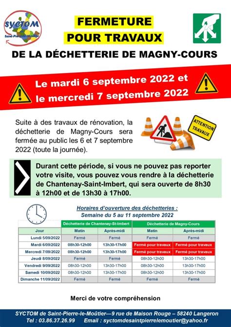 Fermeture D Chetterie De Magny Cours Les Et Septembre Livry