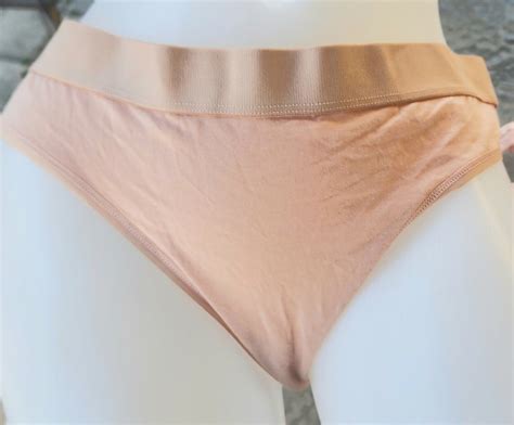 Victorias Secret Xl Rare Vintage Beige Panty Cotton Banded Thong Solid Nude Ebay
