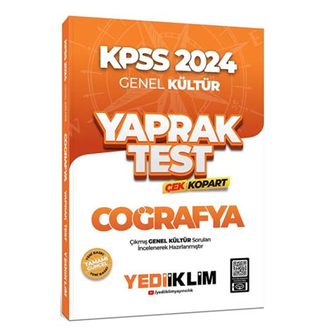 2024 KPSS Genel Kültür Coğrafya Çek Kopart Yaprak Test Yediiklim