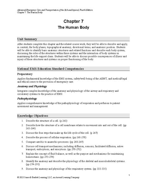 Advanced Emergency Care: Anatomy and Physiology of the Human Body