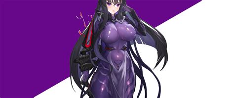 Скачать обои girl hot sexy boobs anime purple babe oppai раздел сёнэн в разрешении 3440x1440
