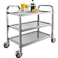 MOOTACO 3 Tier Stainless Steel Kitchen Trolley Cart Large Serving