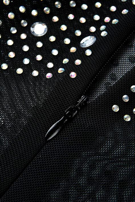 Wholesale White Fashion Sexy Patchwork Hot Drilling See Through Half A Turtleneck Skinny