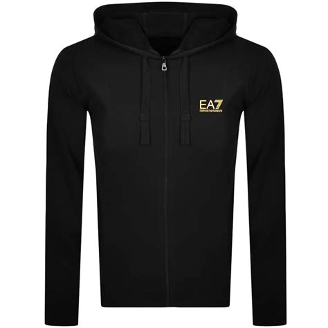 Ea7 Emporio Armani Full Zip Logo Hoodie Black Mainline Menswear United States