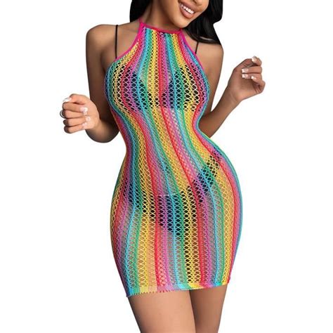Yizyif Body R Sille Femme Sexy Fishnet Bodysuit Sous V Tement Lingerie Robe Plage Cache Bikini