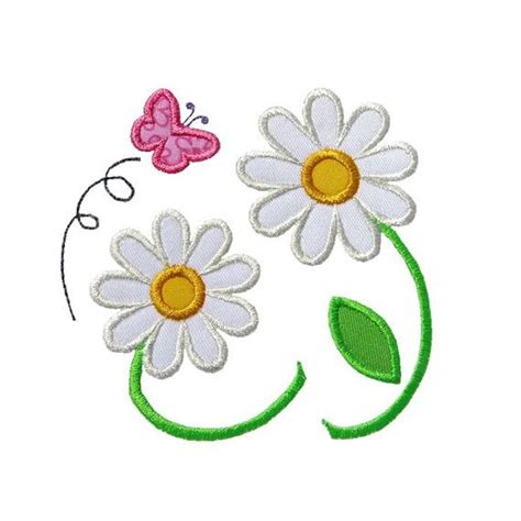 Daisy Flowers Applique Machine Embroidery Digital Design Etsy