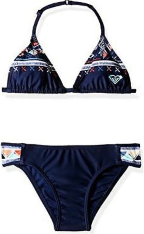 Roxy Girl Bikini Set LITTLE PRETTY dunkelblau gemustert Mädchen Kids NEU Sarango