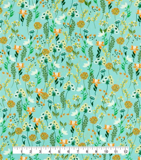 Keepsake Calico Cotton Fabric Vine Floral Mixed Aqua JOANN