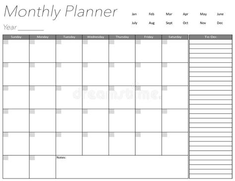 Escala Mensal Em Branco - Modelo De Calendário Mensal Em Branco Planejador Mensal Sem Data ...