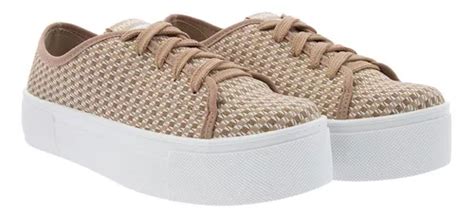 Tênis Moleca Casual Flatorm Quadriculado Feminino Nude Parcelamento sem juros